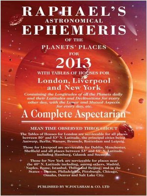 cover image of Raphael's Astronomical Ephemeris 2013